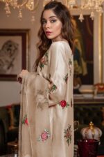 Silk 3PC Embroidered With Organza Embroidered Dupatta-28 - Image 5