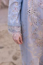 Dhanak-3PC Embroidered Shirt with Organza Embroidered Dupatta-151 - Image 5