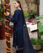 Dhanak 3PC Embroidered With Embroidered Shawl- - Image 4