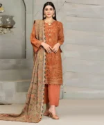 Linen 3PC Embroidered With Chiffon Embroidered Dupatta-30