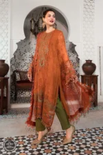 Dhanak-3PC Embroidered Shirt with Chiffon Embroidered Dupatta-105 - Image 4