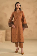 3PC Dhanak Embroidered suit with Digital Printed Wool Shawl-65 - Image 3