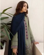 Dhanak 3PC Embroidered Shirt With Dhanak Plain Dupatta-25 - Image 3