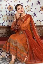 Dhanak-3PC Embroidered Shirt with Chiffon Embroidered Dupatta-105 - Image 3