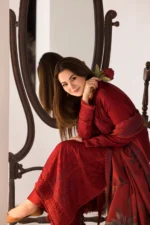 3PC DHANAK EMBROIDERED SHIRT WITH TWILL PRINTED SHAWL AND TROUSER-46 - Image 7