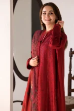 3PC DHANAK EMBROIDERED SHIRT WITH TWILL PRINTED SHAWL AND TROUSER-46 - Image 5