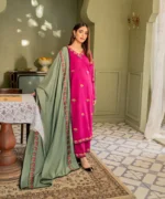 Dhanak 3PC Embroidered Shirt with Dhanak embroidered dupatta-86