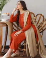 Dhanak 3PC Embroidered With Wool Shawl-47 - Image 2