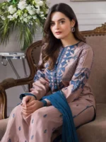 Dhanak 3PC Embroidered Shirt with Chiffon Dupatta-61 - Image 3