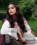 Dhanak 3PC Embroidered With Printed Wool Shawl-113 - Image 2