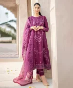 Dhanak-3PC Embroidered Shirt with Organza Embroidered Dupatta- 130