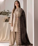 3PC DHANAK EMBROIDERED SHIRT WITH DIGITAL PRINTED SHAWL AND TROUSER-137