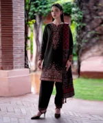 3PC Dhanak Embroidered Shirt With Printed Dupatta- 164 - Image 3