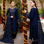 Dhanak 3PC Embroidered With Embroidered Shawl- - Image 5