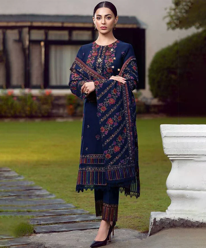 3_3 Dhanak 3PC Embroidered With Embroidered Shawl-57 - Image 1