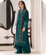 3PC DHANAK EMBROIDERED SHIRT WITH TWILL PRINTED SHAWL AND TROUSER-43