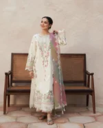 Dhanak -3PC Embroidered Shirt With Digital Printed & Embroidered Organza Dupatta-145