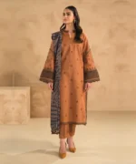 3PC Dhanak Embroidered suit with Digital Printed Wool Shawl-65