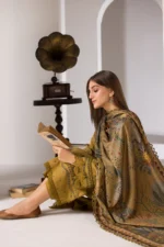 3PC DHANAK EMBROIDERED SHIRT WITH TWILL PRINTED SHAWL AND TROUSER - 48 - Image 3