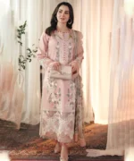 Dhanak-3PC Embroidered Shirt with Digital Printed Wool Shawl-131 - Image 3