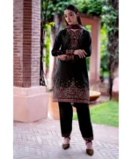 3PC Dhanak Embroidered Shirt With Printed Dupatta- 164 - Image 6