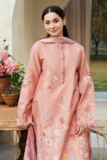 Dhanak-3PC Embroidered Shirt with Digital Printed Wool Shawl -153 - Image 4