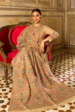 Dhanak-3PC Embroidered Shirt with Dhanak Embroidered Shawl- 157