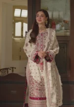 Dhanak-3PC Embroidered Shirt with Digital Printed Wool Shawl - 50 - Image 5