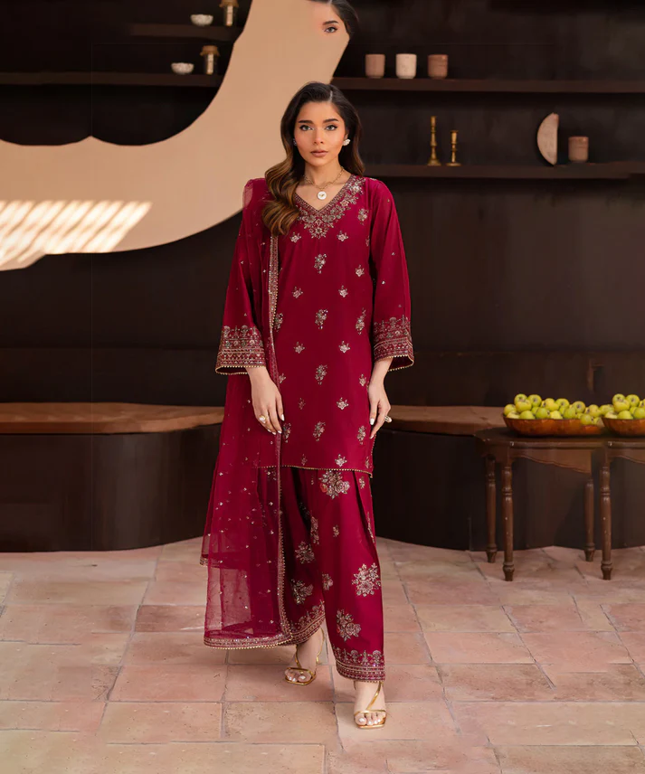 8_5cbe1a78-8fef-42b2-8bf7-5080a325ab51 Dhanak -3PC Embroidered Shirt With Organza Embroidered Dupatta-82 - Image 1