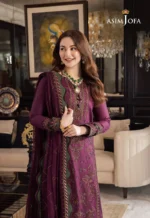 Dhanak 3PC Embroidered With Chiffon Embroidered Dupatta-81 - Image 3