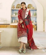 Dhanak 3PC Embroidered Shirt With Digital printed wool shawl-71