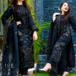 Black Linen 3PC Embroidered-842 - Image 3
