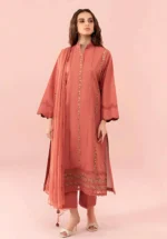 Linen 3PC Embroidered With Chiffon Embroidered Dupatta-78 - Image 3