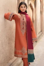 Dhanak-3PC Embroidered Shirt with Digital Printed Wool Shawl -144 - Image 6