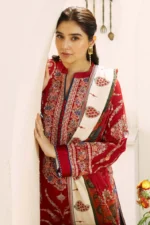 Dhanak 3PC Embroidered Shirt With Digital printed wool shawl-71 - Image 4