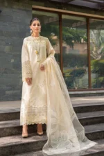 Dhanak-3PC Embroidered Shirt with Organza Embroidered Dupatta-116