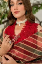 3PC Dhanak Chikankari Embroidered With Digital Printed Organza Dupatta-120 - Image 6