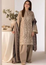 3PC DHANAK EMBROIDERED SHIRT WITH DIGITAL PRINTED SHAWL AND TROUSER-137 - Image 3