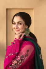 Dhanak-3PC Embroidered Shirt with Digital Printed Wool Shawl - 84 - Image 3