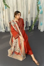 URGE 3PC Dhanak Embroidered With Digital Printed Shawl-31 - Image 3