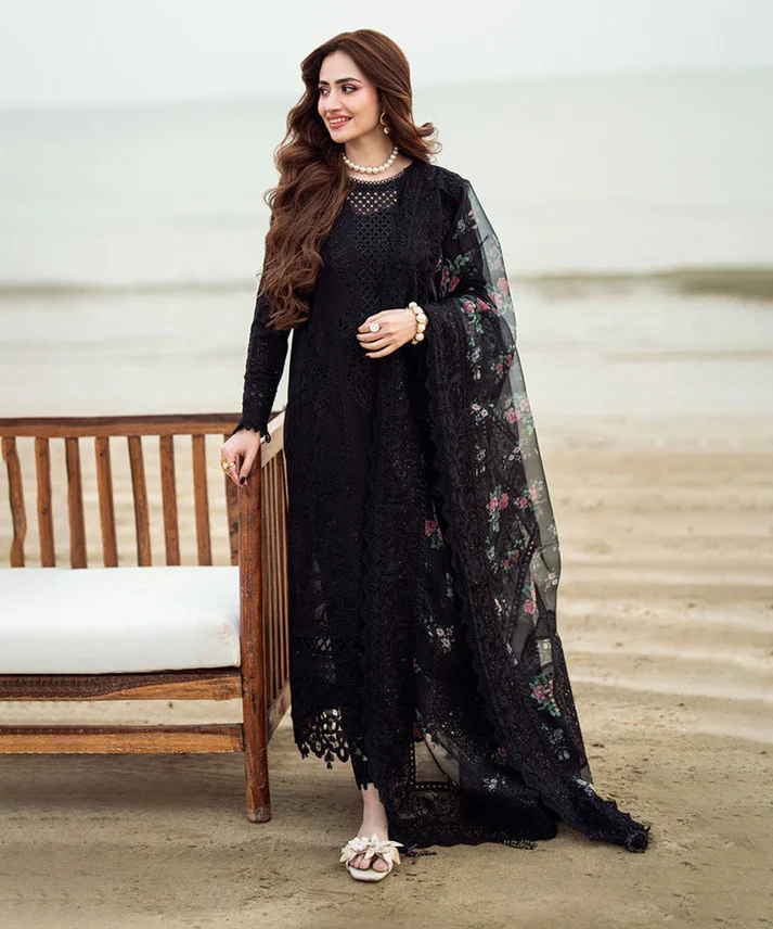 Untitled-2_53dd2003-a8ee-44ca-b7a7-6deaefa30e47 Dhanak-3PC Embroidered Shirt with Organza Digital Printed Dupatta-142 - Image 1