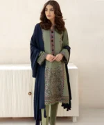 Dhanak 3PC Embroidered Shirt With Dhanak Plain Dupatta-25