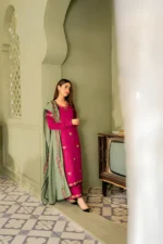 Dhanak 3PC Embroidered Shirt with Dhanak embroidered dupatta-86 - Image 4