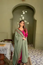 Dhanak 3PC Embroidered Shirt with Dhanak embroidered dupatta-86 - Image 3