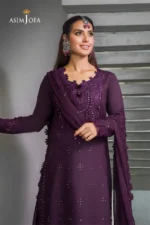 Linen 3PC Embroidered Shirt with Chiffon Embroidered Dupatta-20 - Image 3