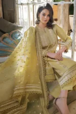 Linen 3PC Embroidered with Organza Sequins Embroidered Dupatta-13 - Image 2