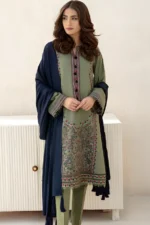 Dhanak 3PC Embroidered Shirt With Dhanak Plain Dupatta-25 - Image 5