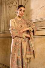 Dhanak-3PC Embroidered Shirt with Dhanak Embroidered Shawl- 157 - Image 4