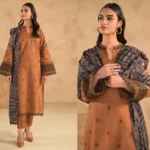 3PC Dhanak Embroidered suit with Digital Printed Wool Shawl-65 - Image 6