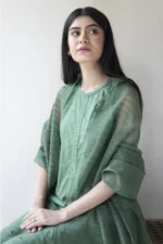 Dhanak-3PC Embroidered Shirt With Organza Embroidered Dupatta- 64 - Image 4